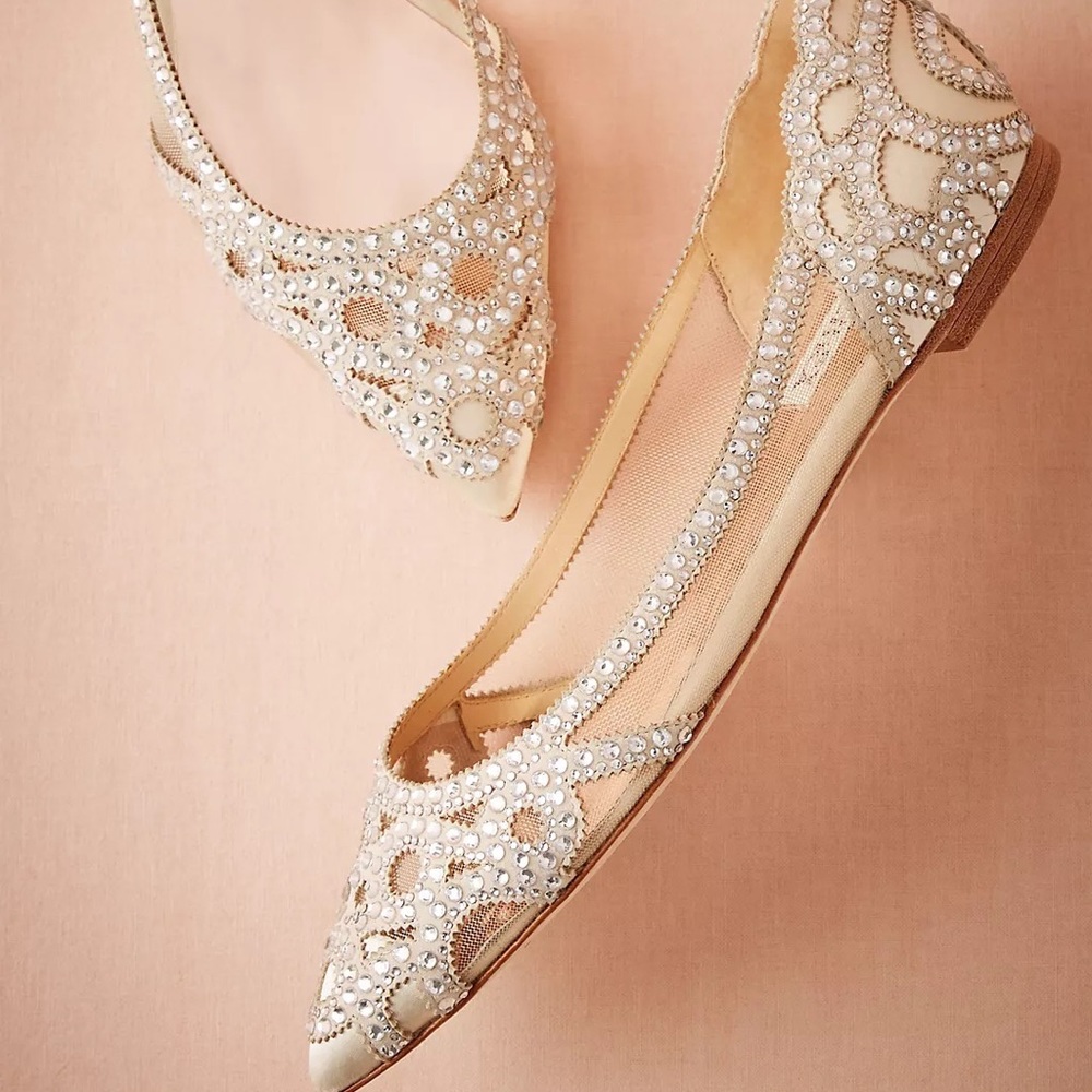 Anthropologie BHLDN Badgley Mischka Collection Gigi Crystal Bridal Shoes